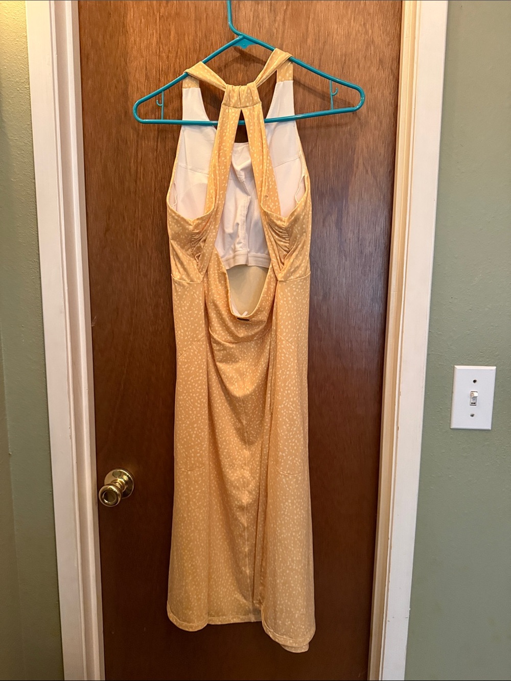 Prana Yellow Midi Dress with Subtle Dot Print - Picture 4 of 6